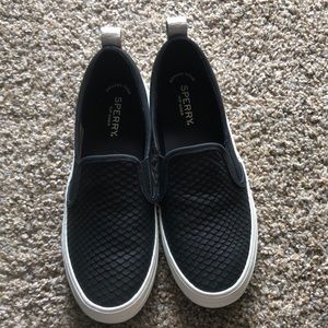 Black Sperry Slip-Ons Size 7.5